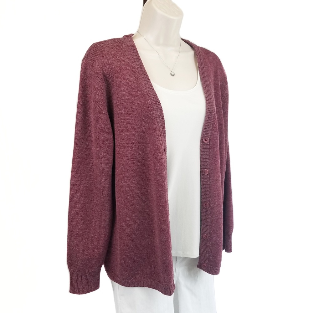 Woolrich cardigan button front wool pink purple L